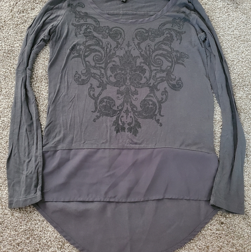 Long sleeve high low u neck